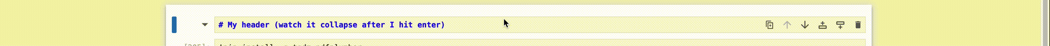 a gif of a markdown cell disappearing after I pressed ctrl-enter to render it.